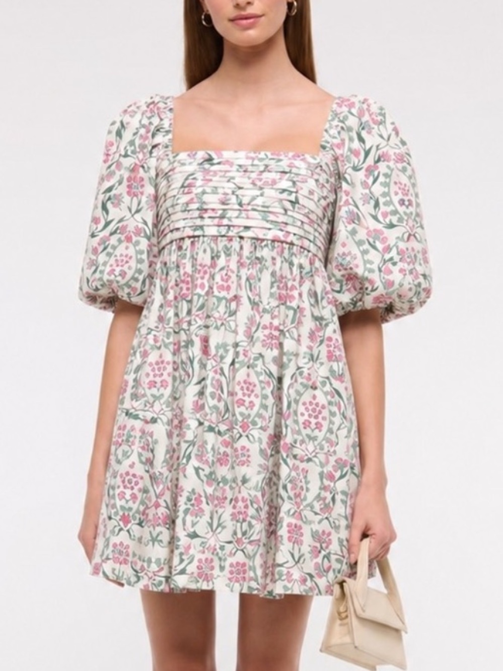 Abercrombie and Fitch Emerson Poplin Puff Sleeve Mini Dress Floral